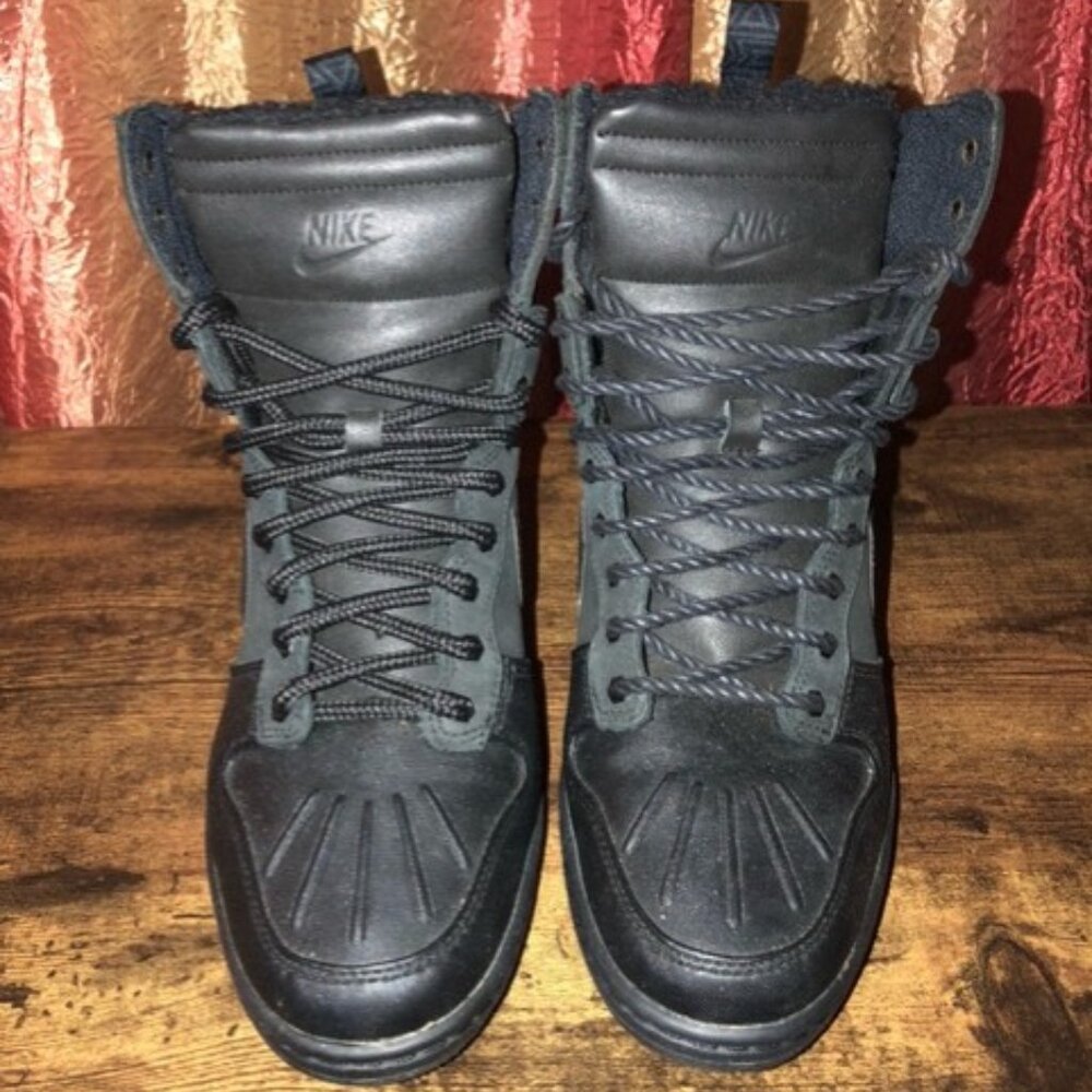 Womens 8.5 Black Nike Dunk Sky Hi Sneaker Boot Wedged Heel Shoes